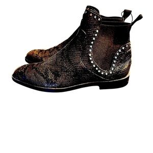 Zara Faux Snakeskin Studded Ankle Booties – Size 7
